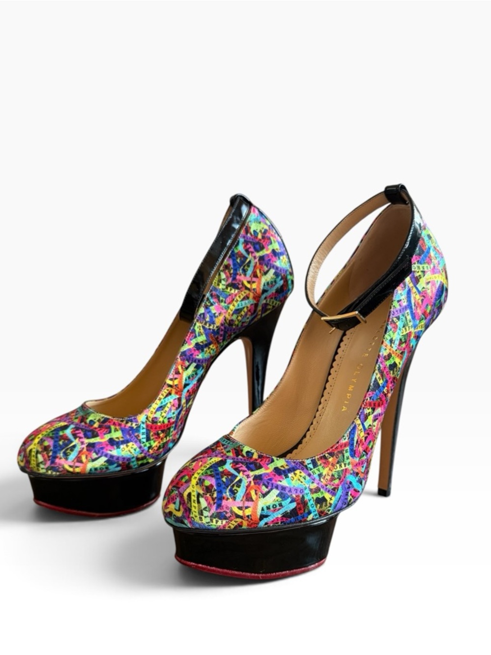 CHARLOTTE OLYMPIA Dolores Bahia  Platform Ankle Strap Pumps Heels EU 39 US 9